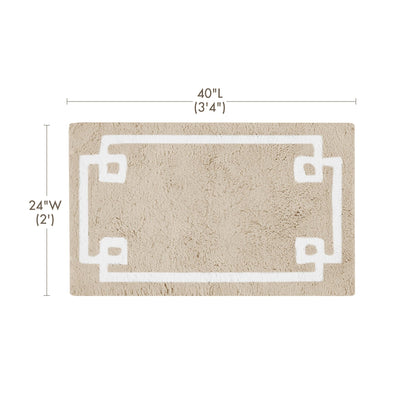 Madison Park Evan 100% Cotton Bathroom Rug Non Slip Backing-Luxrurious Tufted Plush Bath Mat Absorbent, Quick Dry, Spa Design Shower Room Décor, 24x40, Taupe