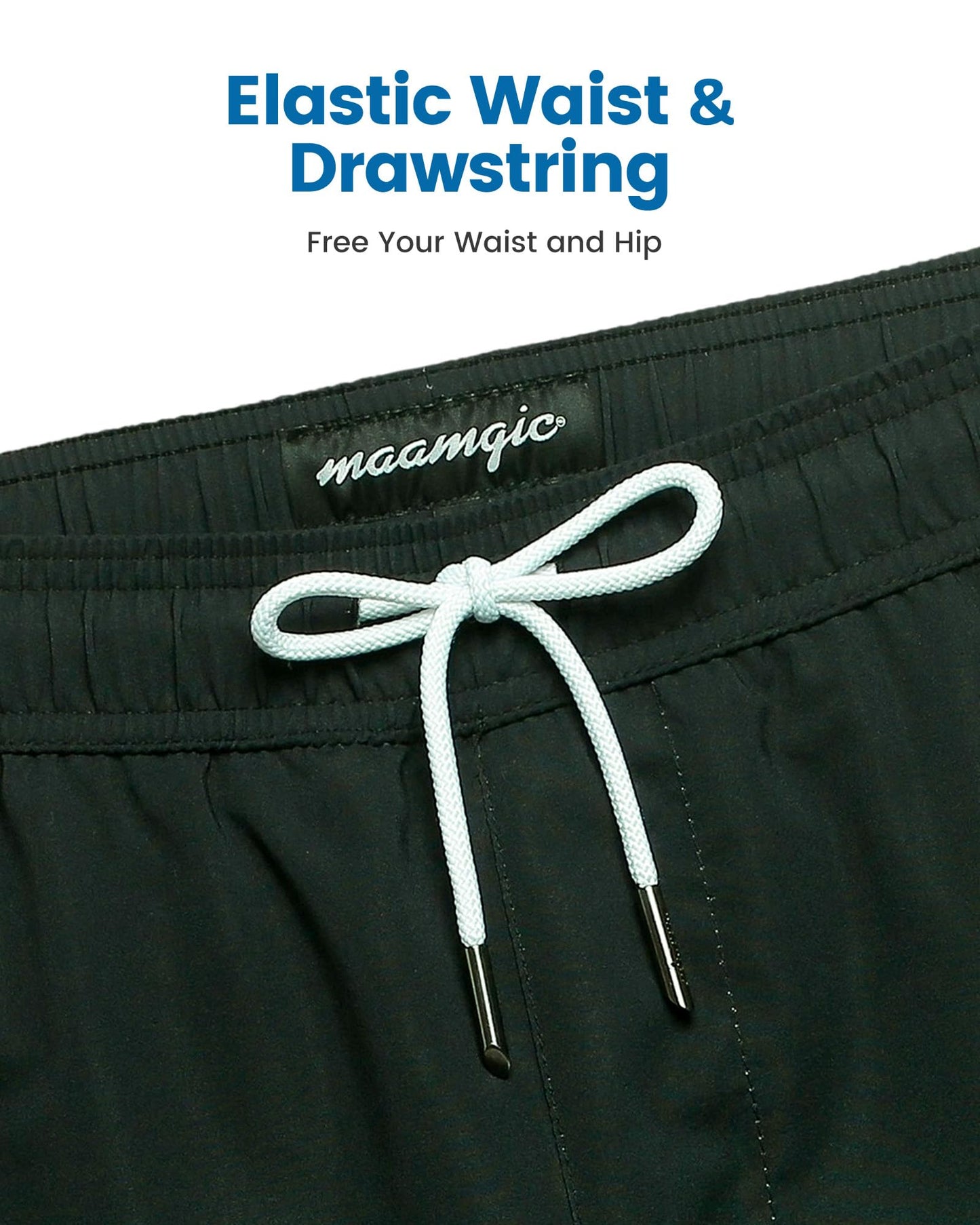 maamgic 2 in 1 Mens Swim Trunks 7 Inch Swim Shorts Swim Suits Board Shorts Gradual Green Black L