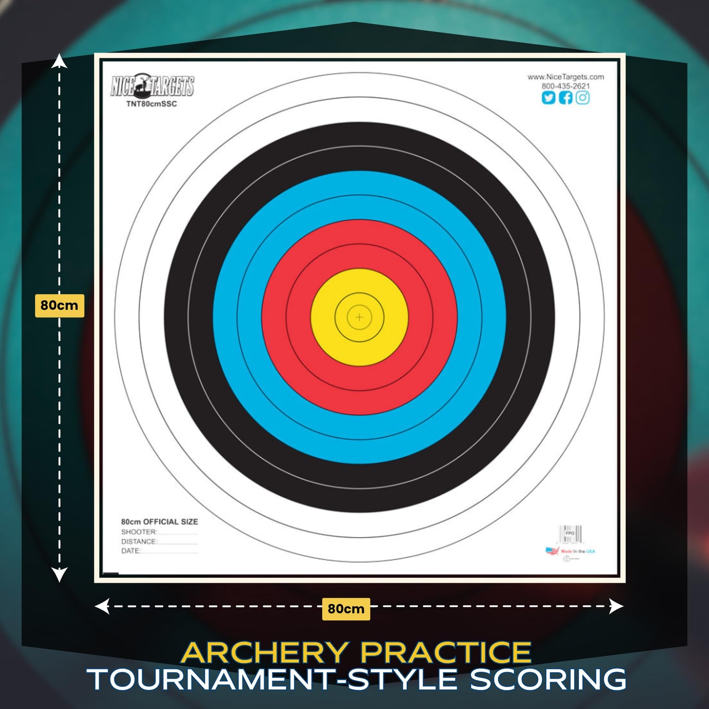 NiceTargets 80CM School Spot Archery Target, Shooting Targets for Bow Archery, Plastic All Weather Target for Indoor Outdoor Practice, School Practice, Targets for Shooting Range (80cm, Pack of 1)
