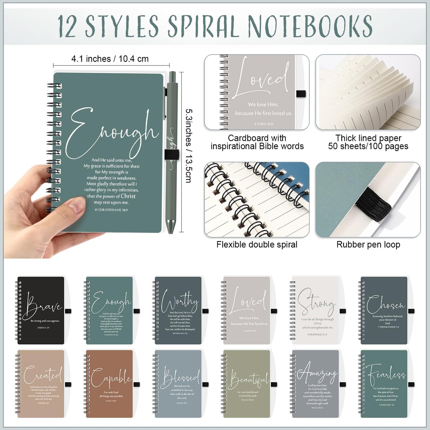 Kosiz 24 Sets Christian Gifts Bulk Inspirational Prayer Journals with Pens Gifts for Mother's Day A6 Spiral Bible Notebook Religious Gift for Women Men Church Members Bible Study Groups (Boho Color)