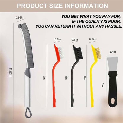 9-Piece Crevice Cleaning Brush Set, Hard Bristle Gap Scrubber Tools, Stiff Nylon Detail Brushes for Window Tracks, Bathroom Grout, Blenders & Kitchen Sink Detailing, Zero Cross-Contamination