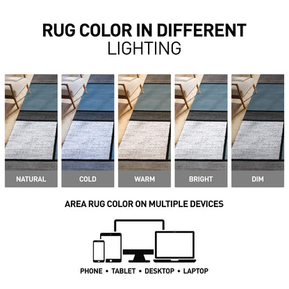 Rugshop Modern Geometric Boxes Blue Area Rug, Non-Shedding Carpet for Bedroom, Office, or Small Living Room, 4' x 6'