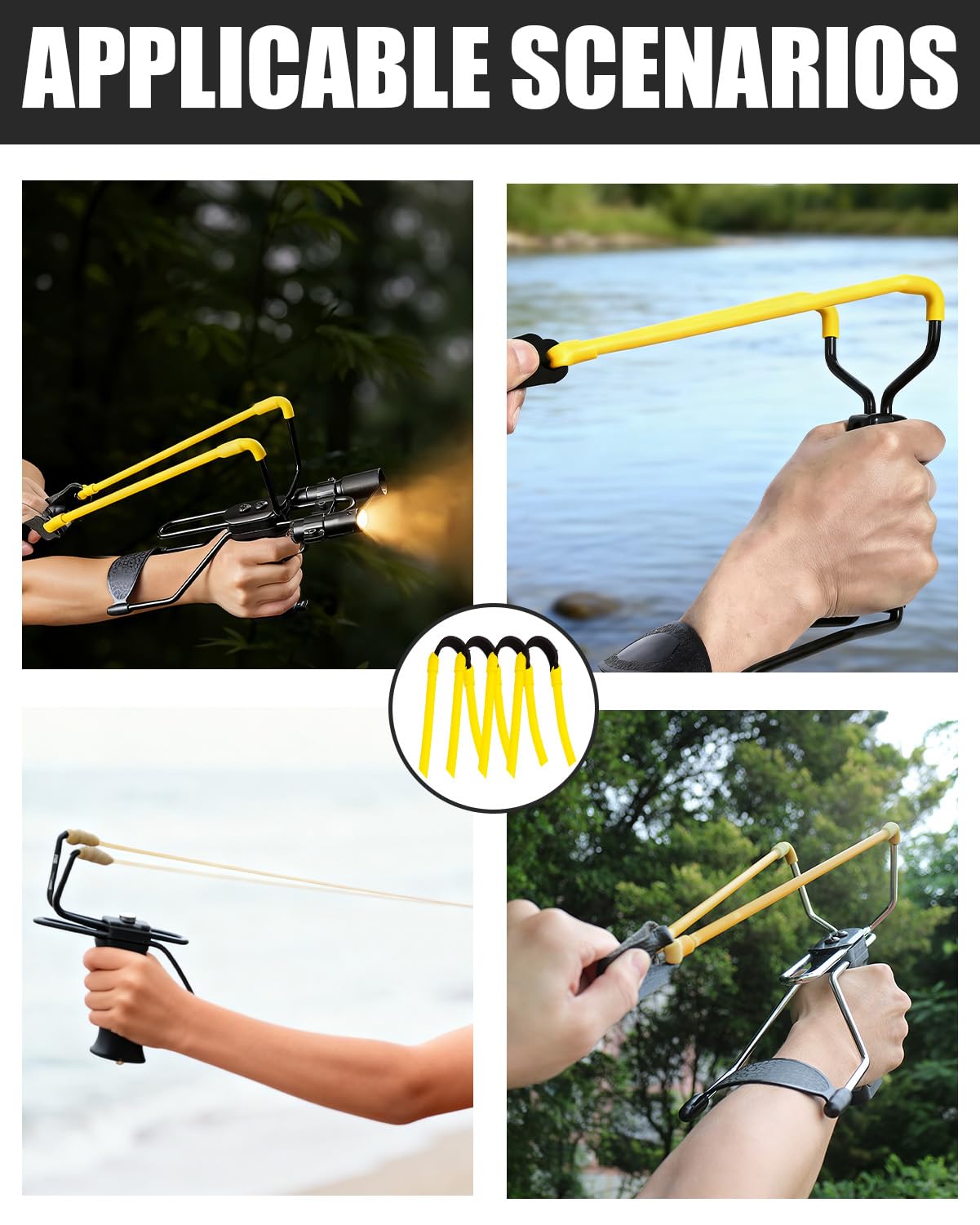 Slingshot Rubber Tubing Replacement Bands, Heavy Duty Wrist Rocket Replacement Bands, Sling Shot Rubberband Compatible for Hunting Catapults Outdoor Shooting Sports (6)
