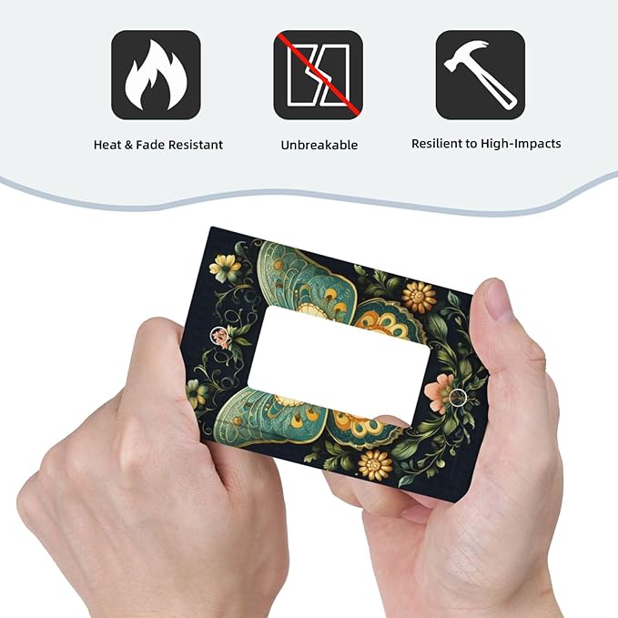 Butterfly Ornate with Flower Single Decora Outlet Wall Plate 1 Gang Rocker Decorative Switchplate Faceplate GFCI Light Switch Covers for Home Living Decor