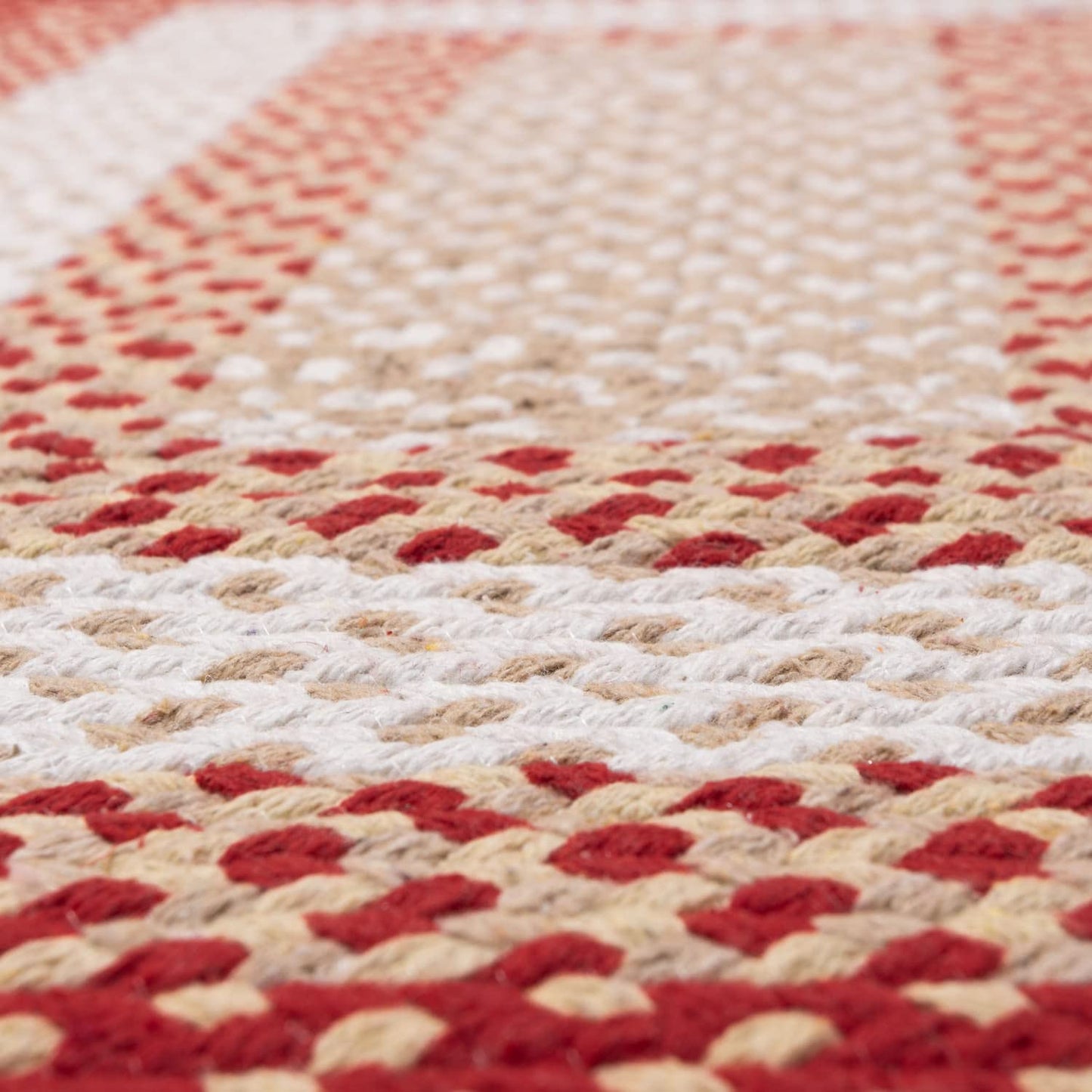 Super Area Rugs 4X6ft Farmhouse Braided Rug - Natural Soft Cotton Carpet for Dining Room/Kitchen - Primitive Country Woven Rug - Red/Cream/Ivory