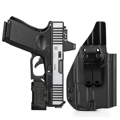 IWB Compatible with Glock 19 Gen 3/4/5/6 19X 23 32 44 45 Olight PLX Tactical Flashlight Holster for Concealed Carry, Right Hand Draw, Appendix Carry Holster for Glock G19 with Olight PL-X Pistol Light