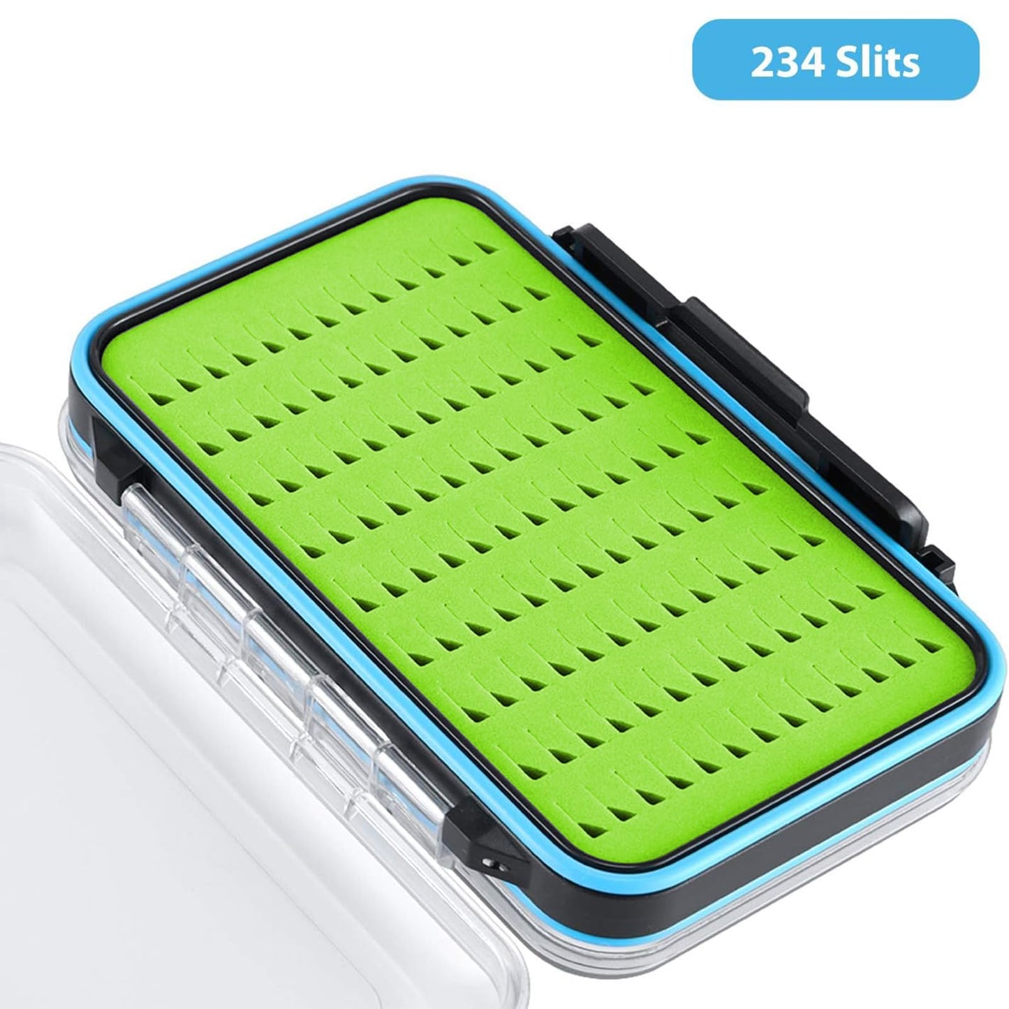Gonex Fly Boxes for Fly Fishing Jig Boxes Two-Sided Waterproof Lightweight Fly Fishing Box Easy Grip Transparent Lid Fly Fishing Lures Box Sizes A+B+C, Green