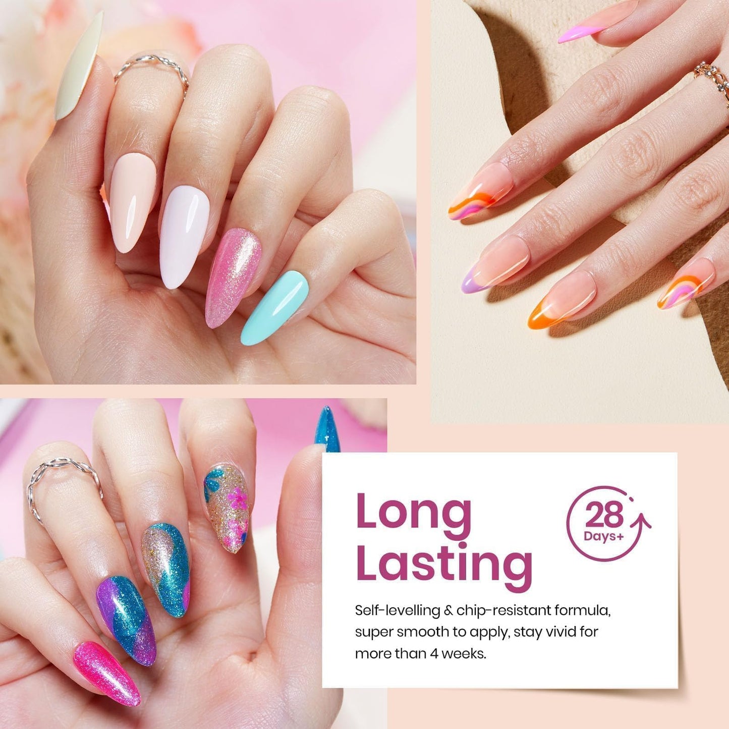 Beetles Gel Nail Polish Kit with U V Light -54 Pcs Gel Nail Kit Four Seasons Glow 32 Colors Set with Base Matte & Glossy Top Coat Soak Off Home DIY Manicure Nails Beginners Gifts for Women Teen Girls