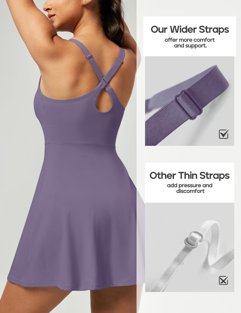 Heathyoga Tennis Dresses for Women Athletic Dress with Shorts Underneath Workout Dress with Pockets Summer Golf Outfits Mauve