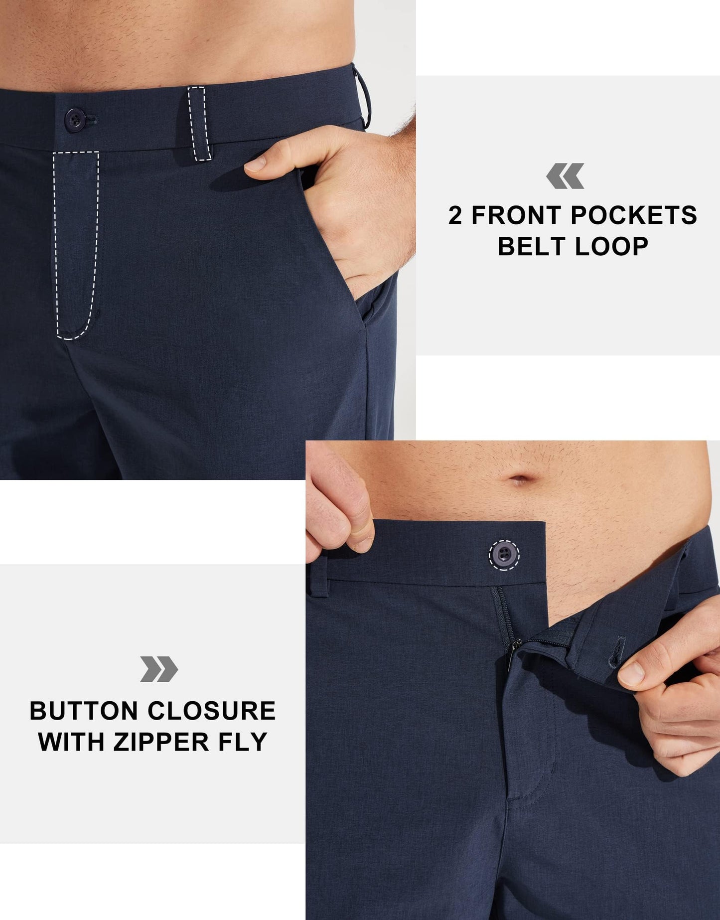 Libin Men's All Day Comfy Golf Pants Work Dress Pants 34" Quick Dry Lightweight Business Casual Trousers for Men with Pockets, Navy Blue, 38W x 34L