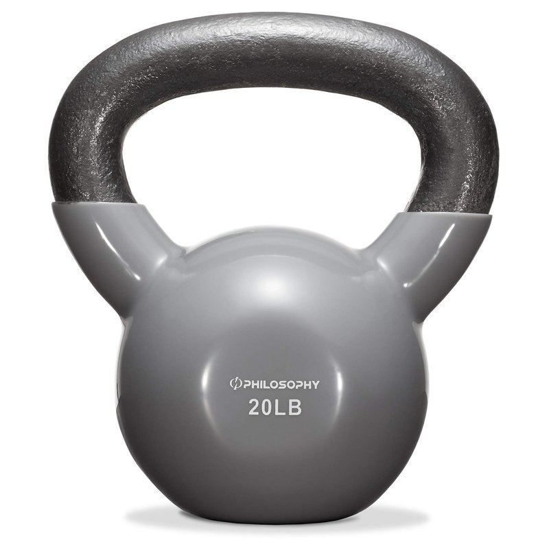 Philosophy Gym Vinyl Coated Cast Iron Kettlebell Weight 50 lbs - Black