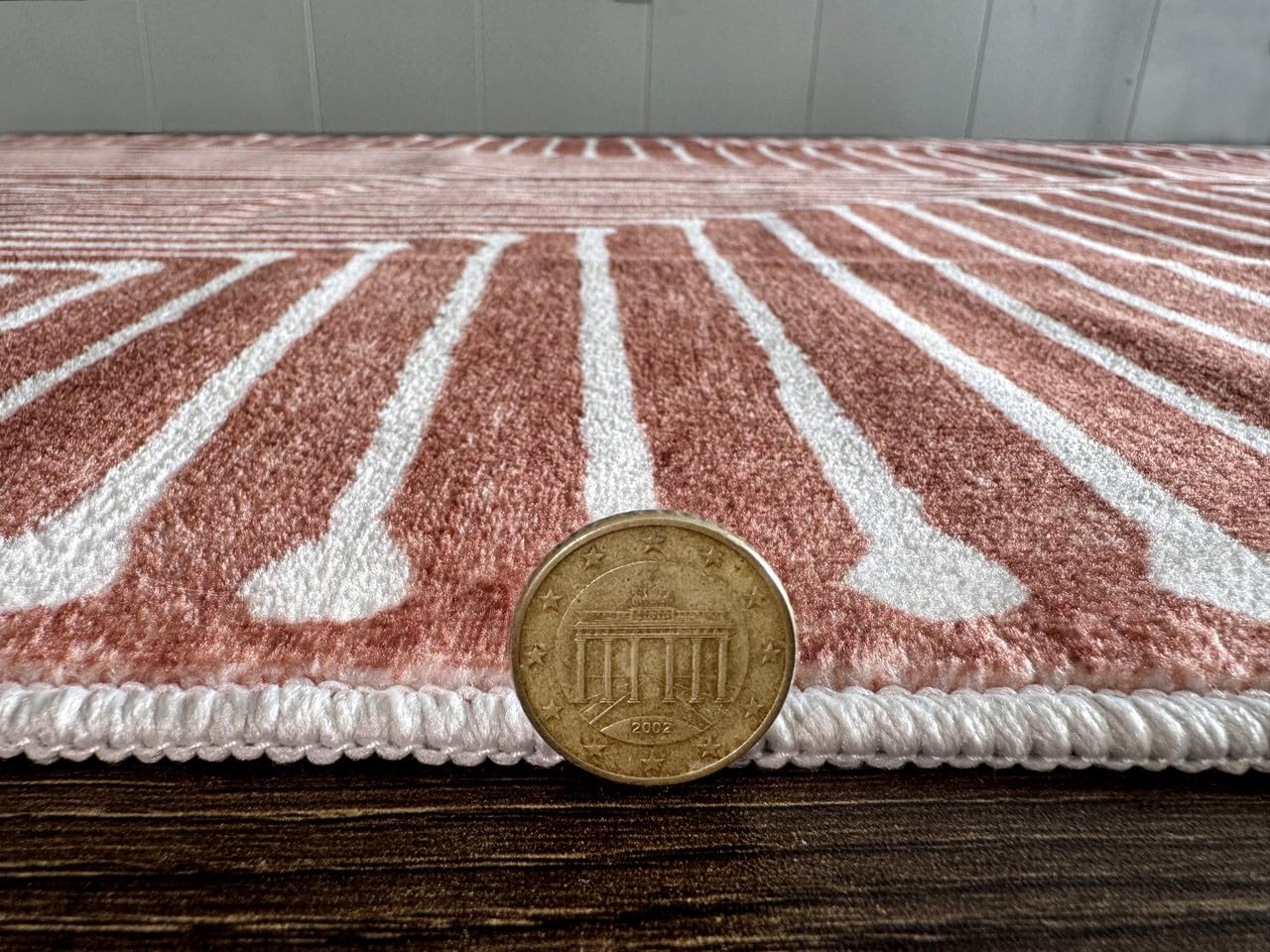 GLN Rugs Contemporary - Knidos - Machine Washable Runner Rug, Modern Washable, Non Slip, Low Pile Area Rug, Hallway, Bedroom, Kitchen Rug - Easy Clean (2'6" x 10' Beige Orange)