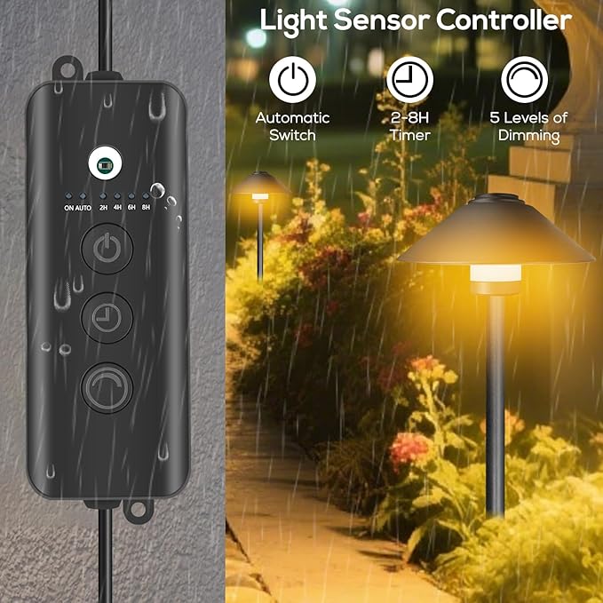 Banord Outdoor Landscape Path Lights, 4 Pack LED Pathway Lights, Low Voltage Garden Lighting Wired with IP65 Waterproof for Walkway Yard Garden