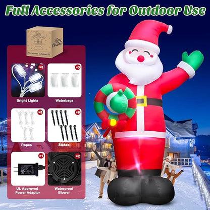 Danxilu 20 FT Giant Christmas Inflatables Santa Claus Outdoor Decoration, Huge Santa Blow Up Yard Decorations Built-in LED Lights with Blower Xmas Decor for Holiday Party Home Lawn Malls Squares