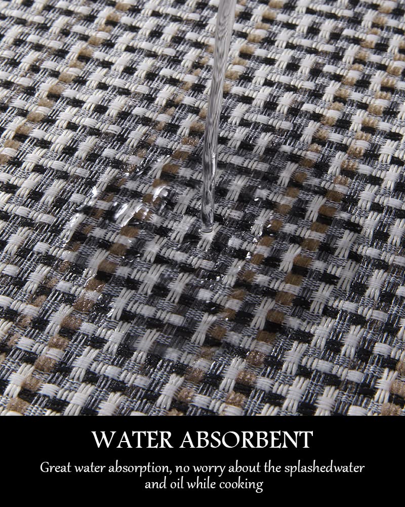 PADOOR Kitchen Mats for Floor, Kitchen Rugs Non Slip Washable, Half Circle Kitchen Floor Mat Sink Rug Rubber Backed Super Absorbent, 20”x32” Brown