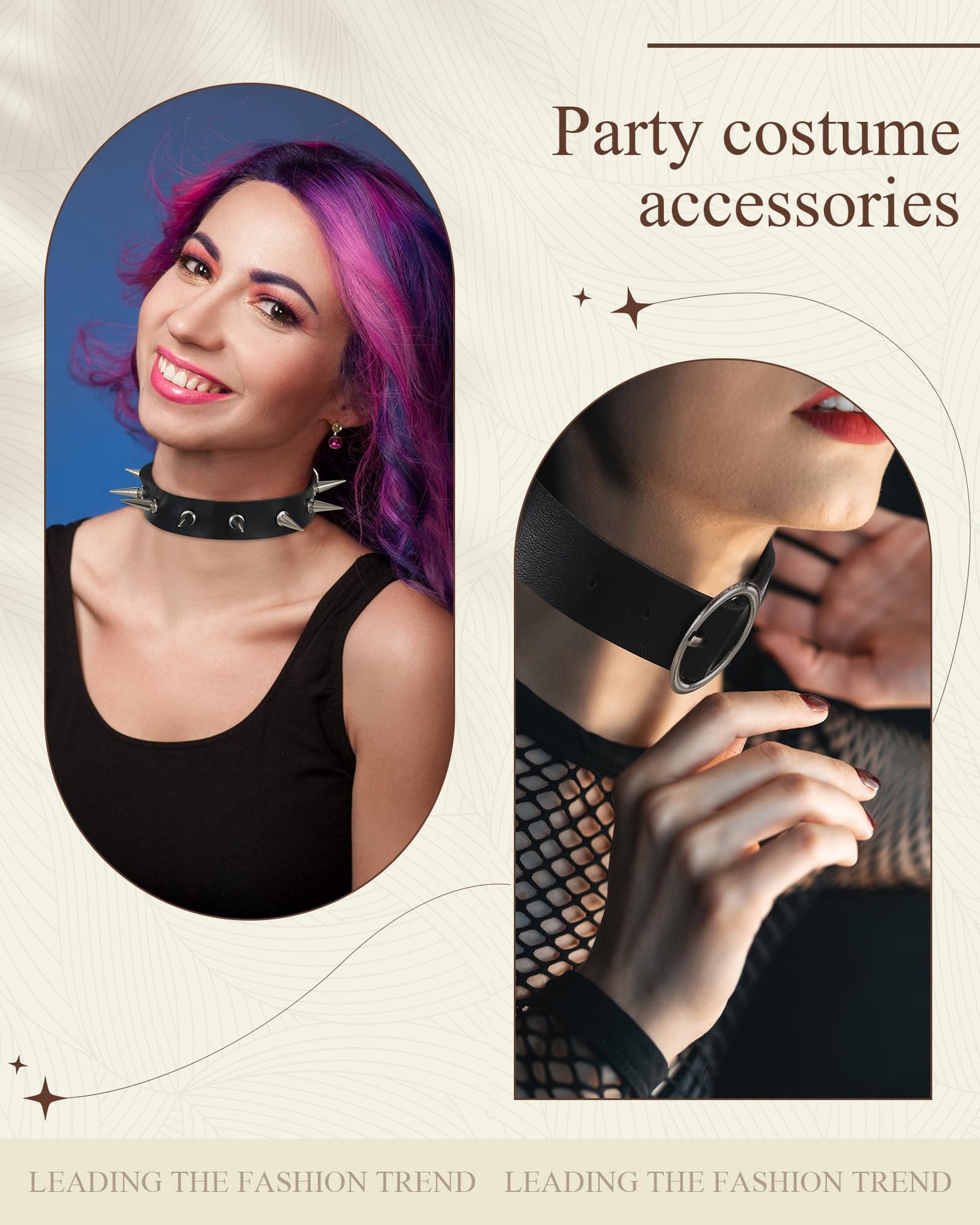 Sasylvia 20 Pcs Punk Leather Choker Necklaces Bulk Gothic Spiked Choker Set for Women Adjustable Black PU Leather Goth Studded Rock Necklaces Rivet Spike Halloween Costume Cosplay Accessories