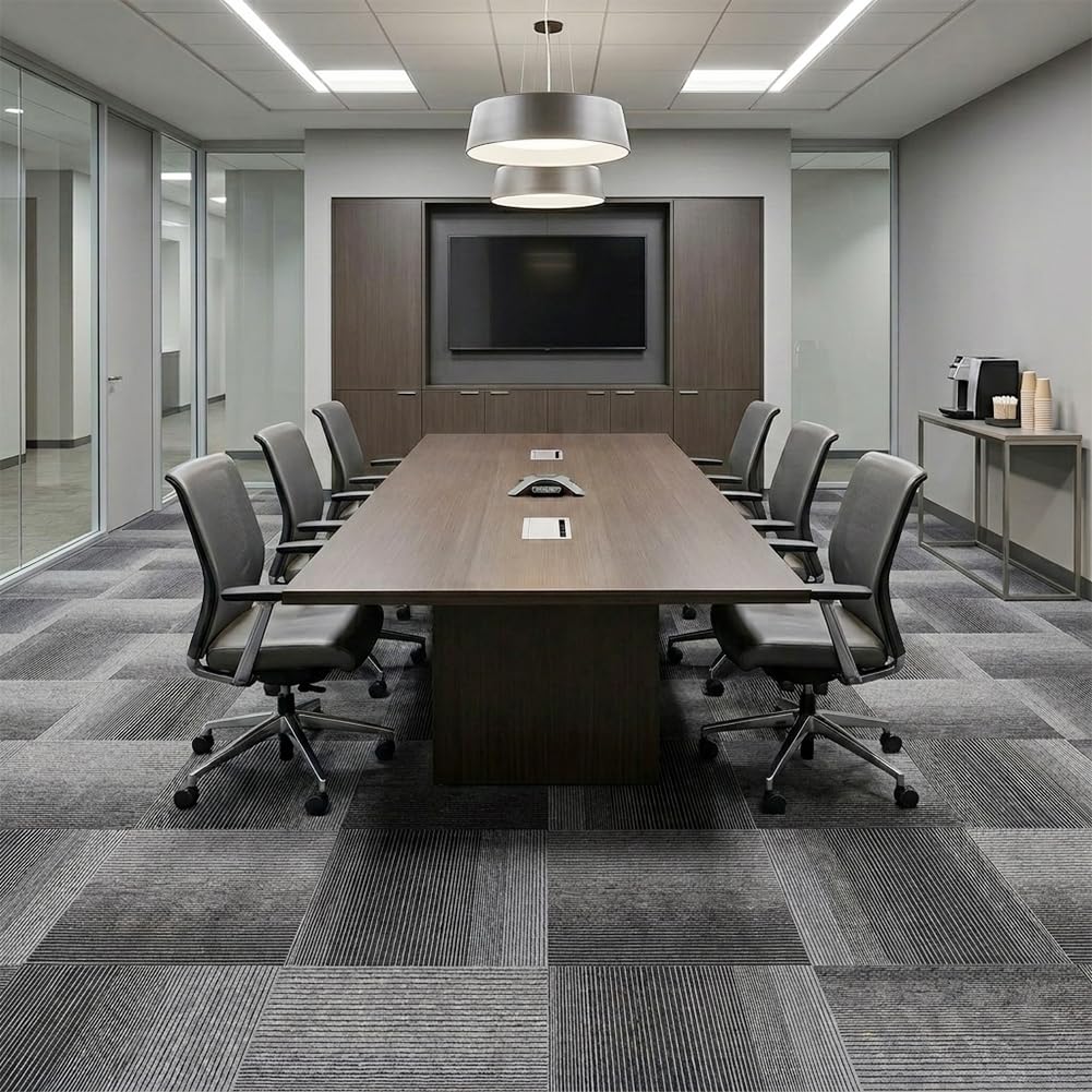 Petgrow Commercial Carpet Tiles, 24" x 24" Squares, 18 Tiles,Non-Slip Soft Floor Carpet for Office, Bedroom, Living Room, Kitchen (1, Irregular Gradient Grey)