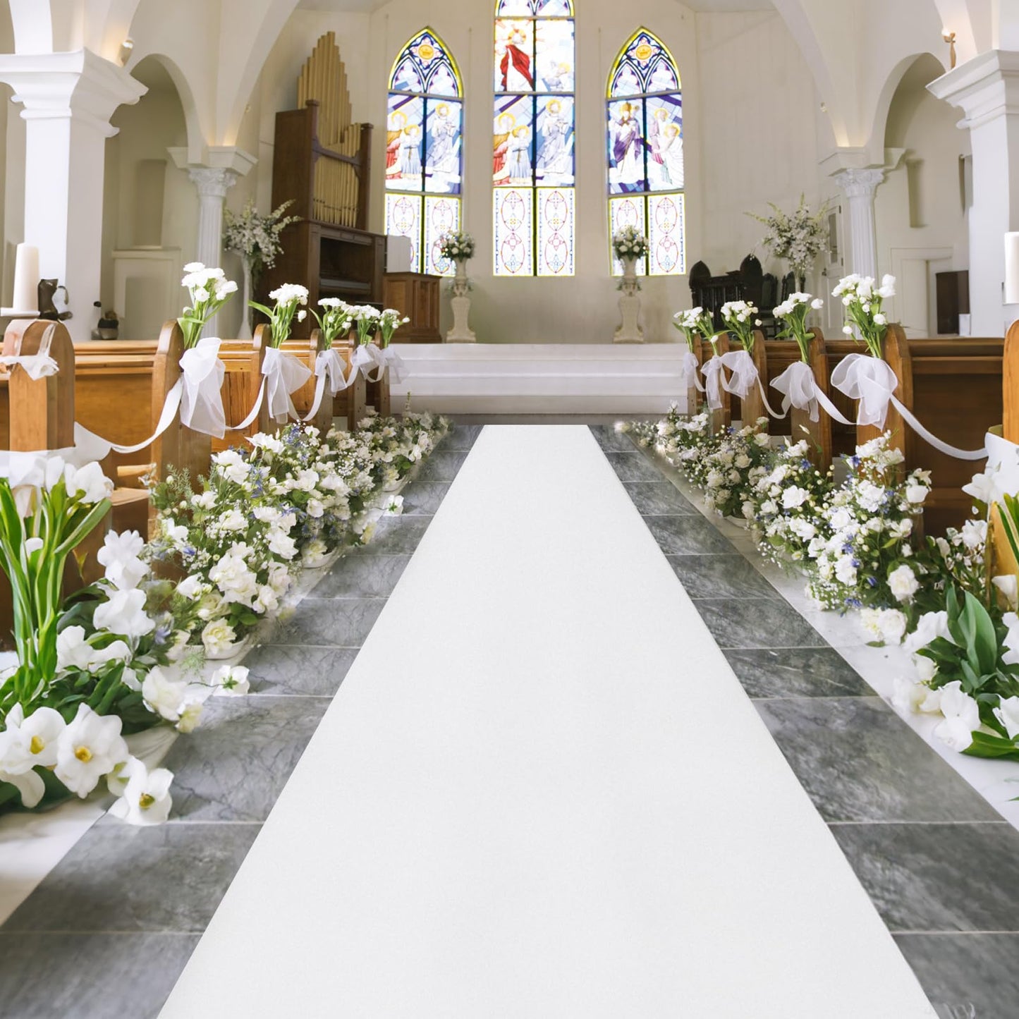 White Carpet Runner Rug for Party 150gsm 1.3x15FT Thickness Red Rug Runner with 1 Pack Carpet Tape for Wedding Outdoor Accessories, Wedding Party Hallway Rug