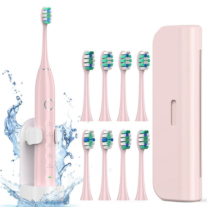 Electric Toothbrush for Adults with 8 Brush Heads, Sonic Toothbrush Rechargeable with a Holder & Travel Case, 2.5 Hours Charge for 120 Days Use - Light Blue