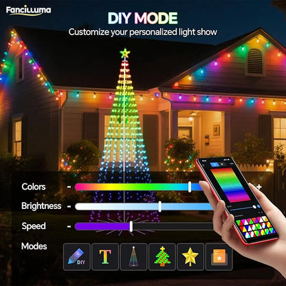 9 FT Smart Christmas Cone Tree Lights, 460 LED Lighted Outdoor Christmas Tree with Remote & App Control Timer, Music Sync, DIY RGB Color Changing for Indoor Outdoor Decorations