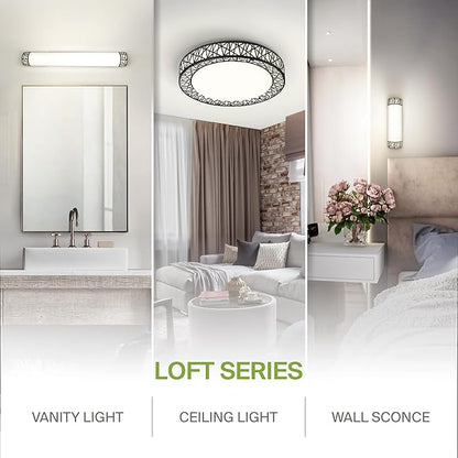 ASD 14 Inch LED Flush Mount Ceiling Light Fixture for Bedroom, 24W 1534LM 5CCT 2700K-5000K, Triac Dimmable Lights, Dining, Living Room, Kitchen Lamps, Modern Home Lighting Fixtures, Black, ETL