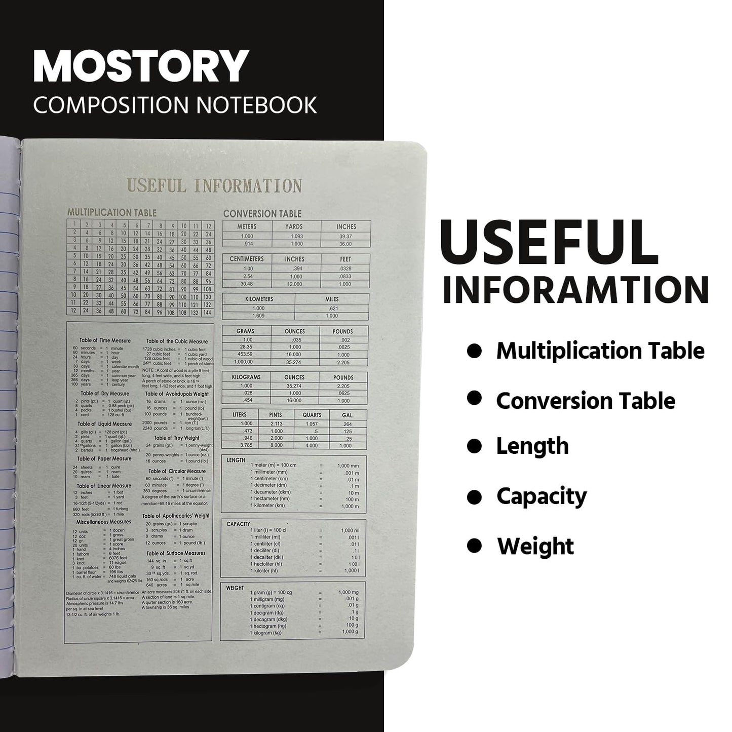 MOSTORY Pack of 10 Composition Notebook - College Ruled 200 Pages (100 Sheets), Size 7.5" x 9.75", Bulk School Supplies, Office, Bulk Notebooks for School, Writing Journal Notebook with Lined Paper