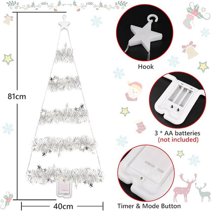 Toodour Christmas Decorations Indoor Lights, 2.65ft LED Christmas Lights, Red White Blue Wall Window Hanging Light, Battery Operated Holiday Decoration for Outdoor Garden New Year Home Decor