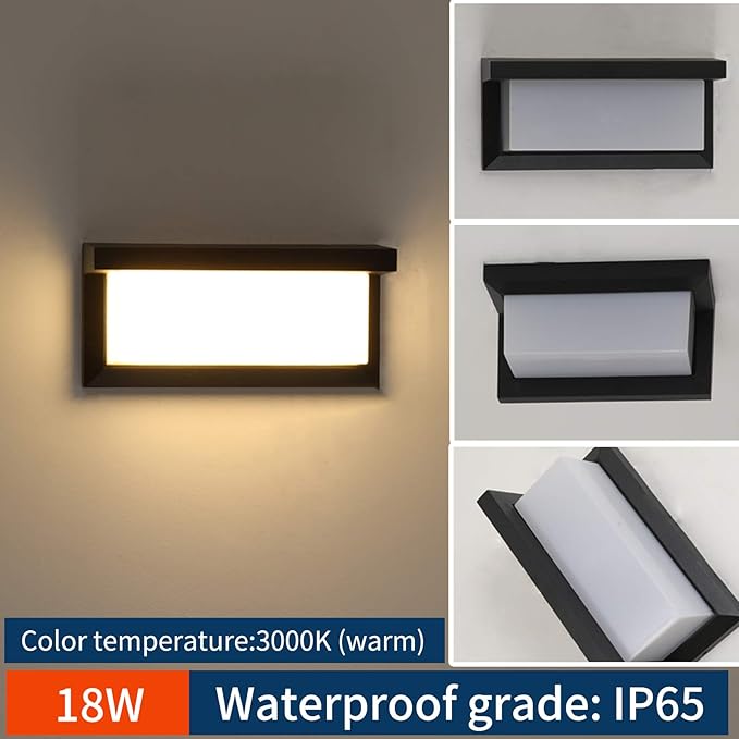 Outdoor Porch Wall Light Modern LED Wall Sconces 18W 3000K Wall Mounted Wall lamp Aluminum Wall Lights fixtures Suitable for Garage, Living Room, Terrace