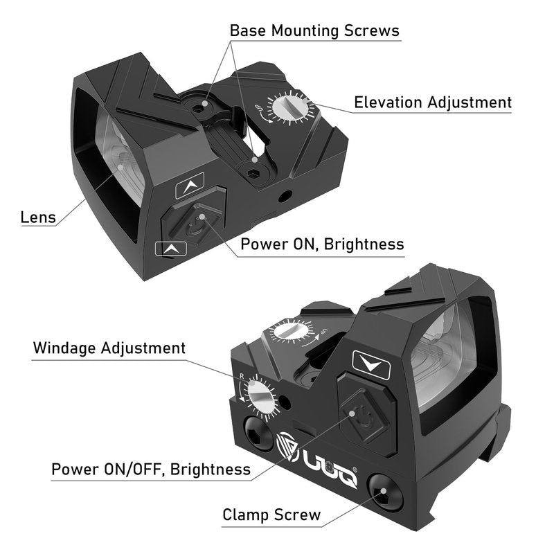 UUQ Mini Reflex Green Dot Sight Shake Awake Optic Sight for Rifles, Pistols and Shotguns 2MOA,12 Brightness Adjustment Red Dot Scope,Suitable for RMR/SRO and 20mm Picatinny Rail