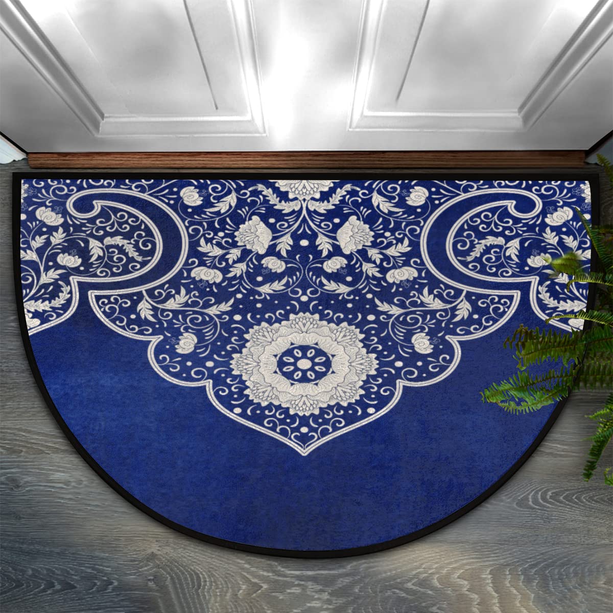 Blue Half Round Doormat Semi Circle Rug Half Moon Rug Entryway Mat