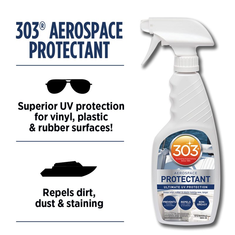 303 Products Marine Aerospace Protectant Spray, UV Protection for Boat Vinyl & Surfaces – Repels Dust, Dirt & Staining, Matte Finish, Restores Like-New Appearance, 16 oz