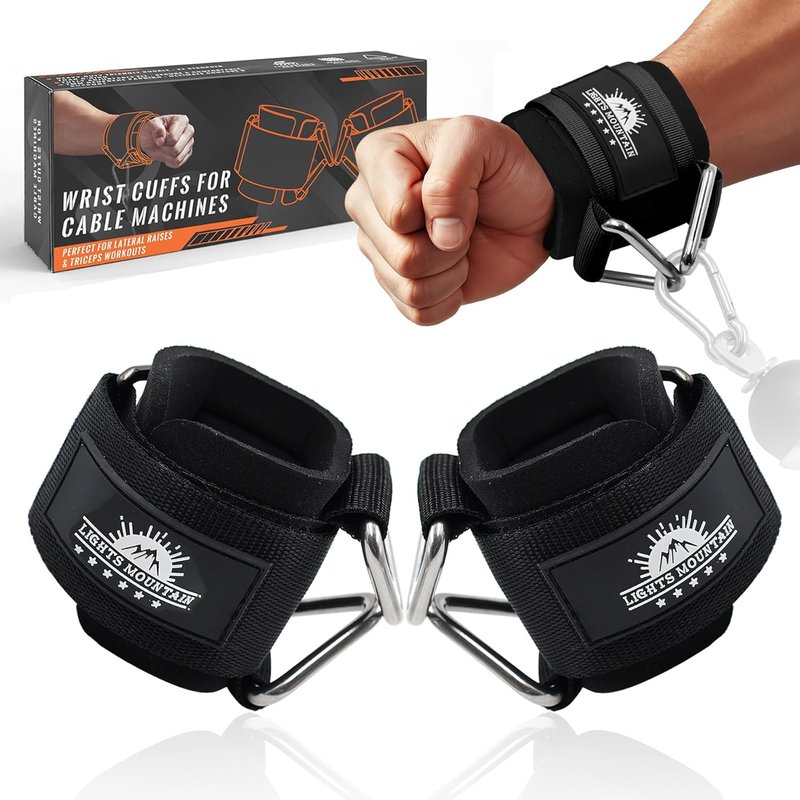 Wrist Cuffs for Cable Machines - Padded Adjustable Straps for Lateral Raises & Tricep Pushdowns | Strength Training Gear