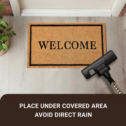 KANKUN Coco Coir Door Mat with Heavy Duty Backing, Welcome Doormat (17" x 30"), Doormat Entrance (Welcome2-1Pack)