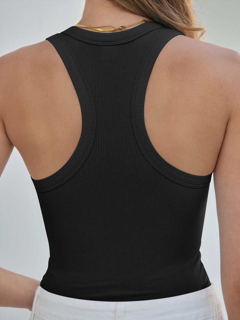 ANRABESS Womens Sleeveless Square Neck Tank Tops Summer Racerback Workout Top Ribbed Knit Slim Fit Basic 2026 Casual Clothes Black Small