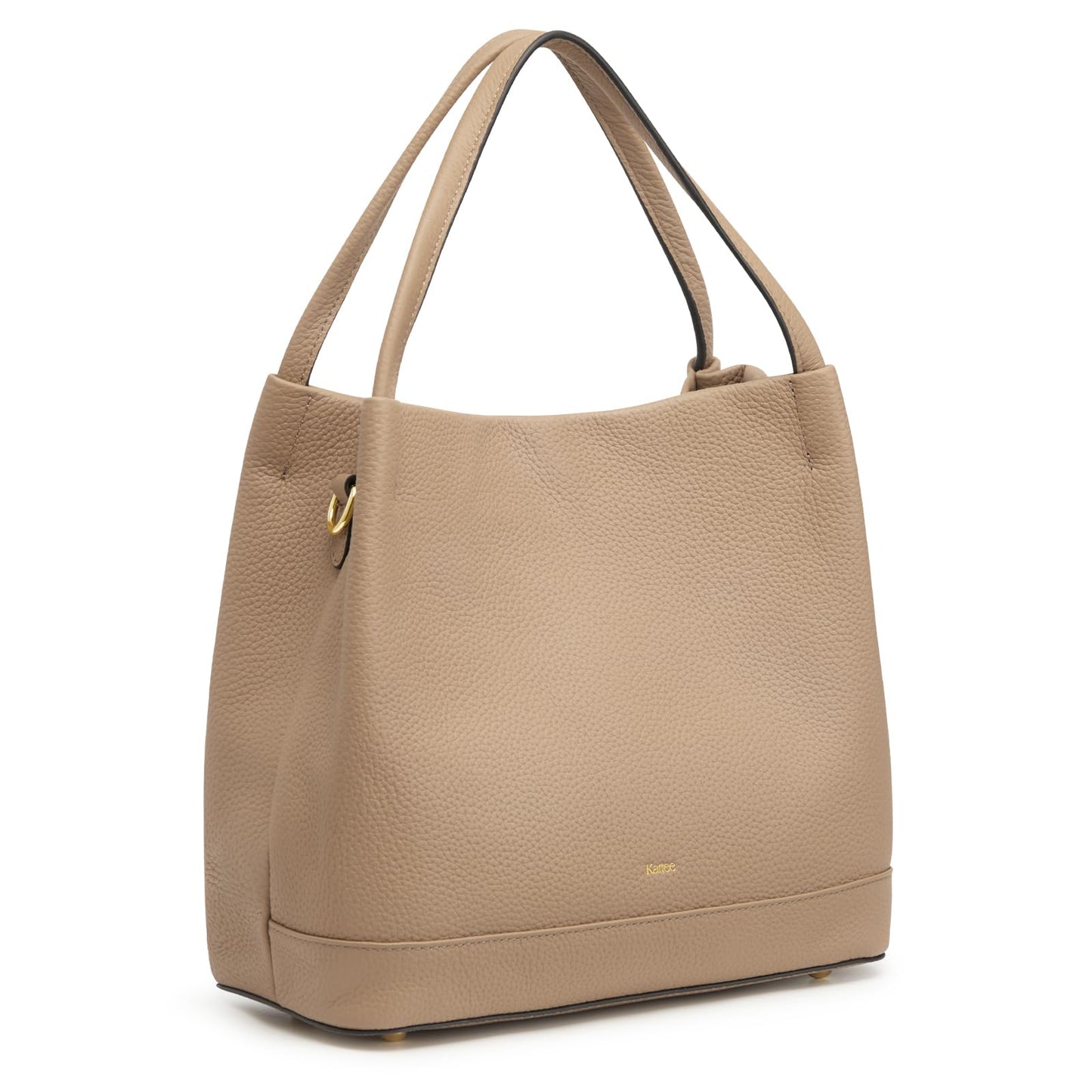 Kattee Genuine Leather Handbags for Women 2026 Trendy, Soft Leather Bucket Bags Shoulder Tote Crossbody Purses with 2 Straps, Apricot