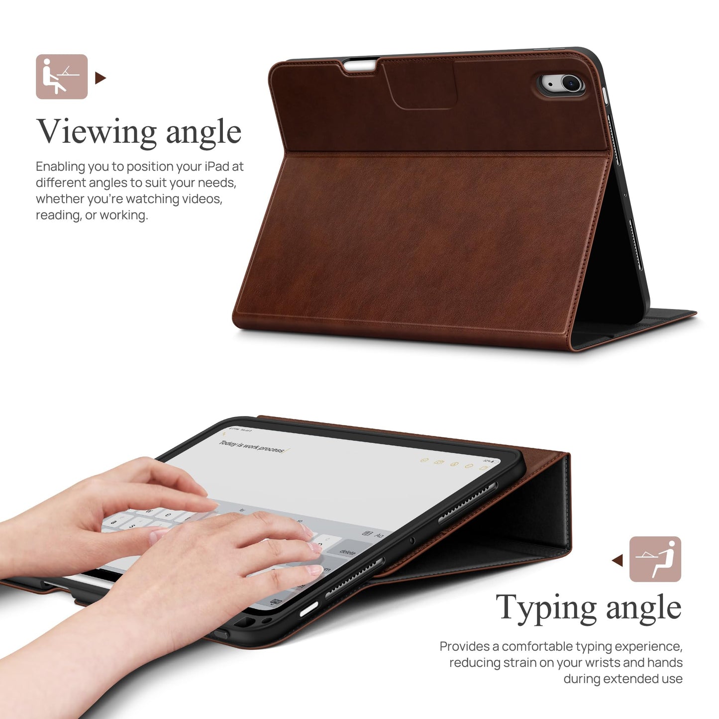 auaua Case for iPad Air 13 inch M4/M3/M2(2026/2025/2024), with Pencil Holder and Pocket, Multiple Viewing Angles, Magnetic Closure, Auto Sleep/Wake (Brown)