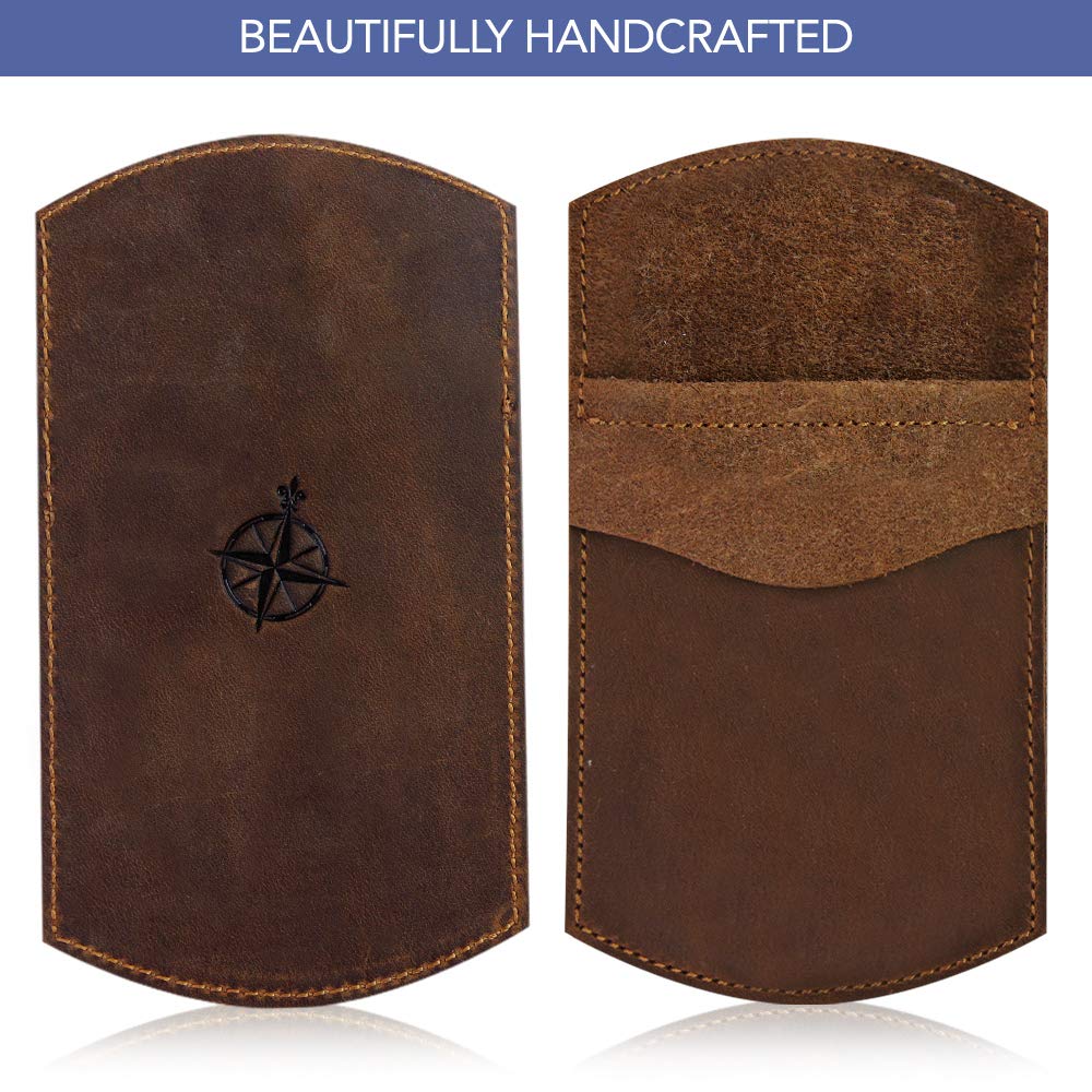 Wanderings Genuine Leather Pocket Protector - 3.5" x 6.25" - Handmade Leather Pen and Pencil Pocket Pouch Organizer for Office and Home - Pocket Pen Holder, Tool Pouch