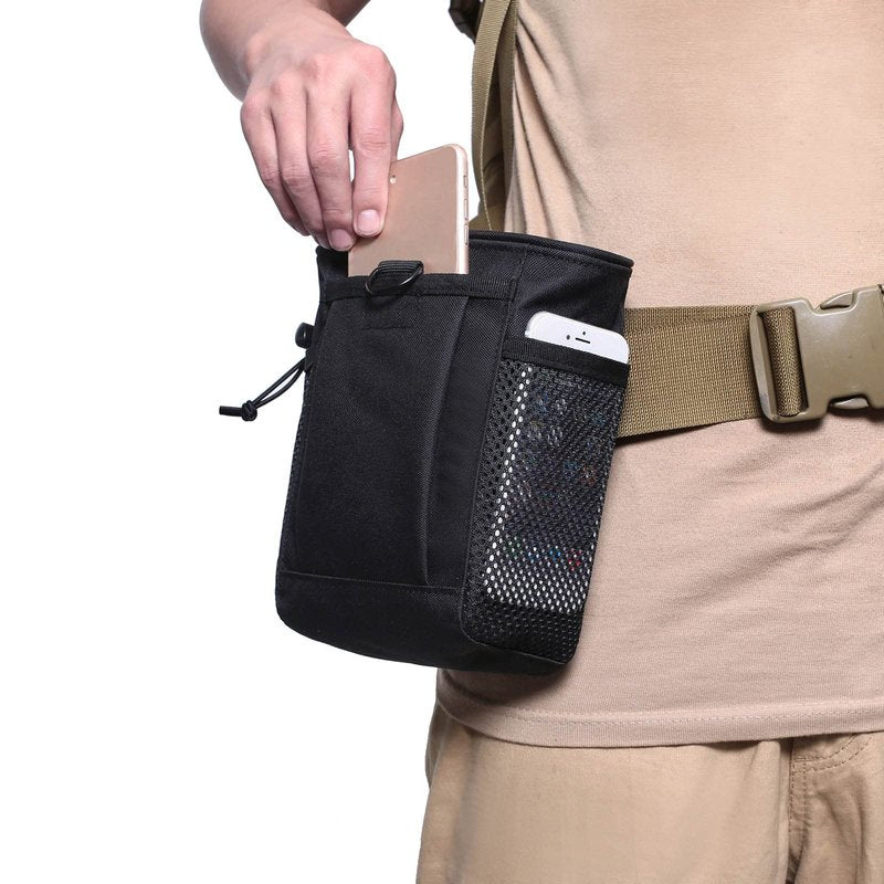 Haafoo Dump Pouch Molle - Tactical Drawstring Magazine Pouch, Molle Ammo Bag, Adjustable Military Utility Belt Holster Molle Dump Bag 2 Pack-Black
