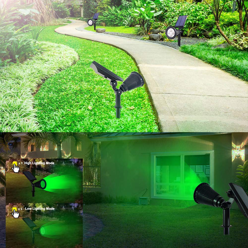 Youqian Clordeal Solar Lights Outdoor Waterproof, 2 in 1 LED Landscape Lights, 4 LED Solar Flag Pole Light Garden Pathway Yard Patio Lawn Decorative Lighting (Green)