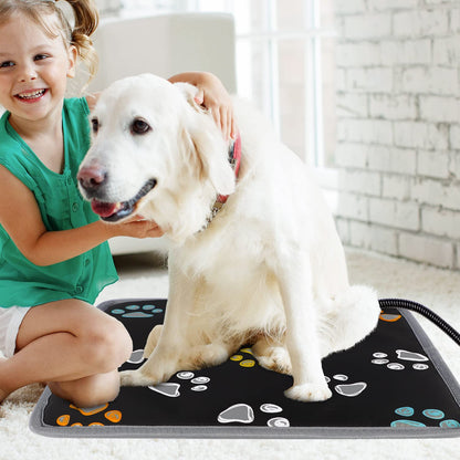 furrybaby Pet Heating Pad, Waterproof Dog Heating Pad Mat for Cat with Durable Anti-Bite Tube Indoor for Puppies Dogs Cats (1 Pack Black, 17 X 17in, Temp Adjustable)