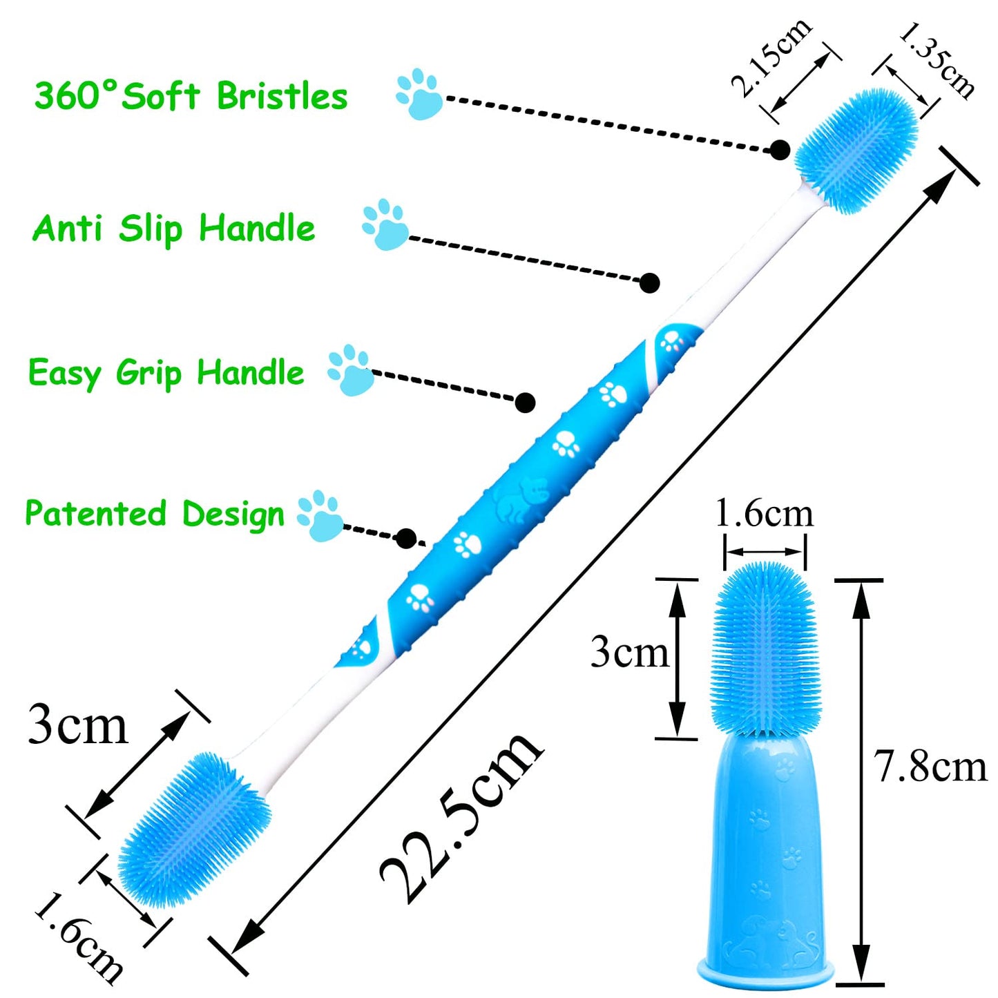 PenVinoo 360 ° Dog Toothbrush Pet Toothbrush 360 ° Finger Toothbrush Medium and Large Dogs