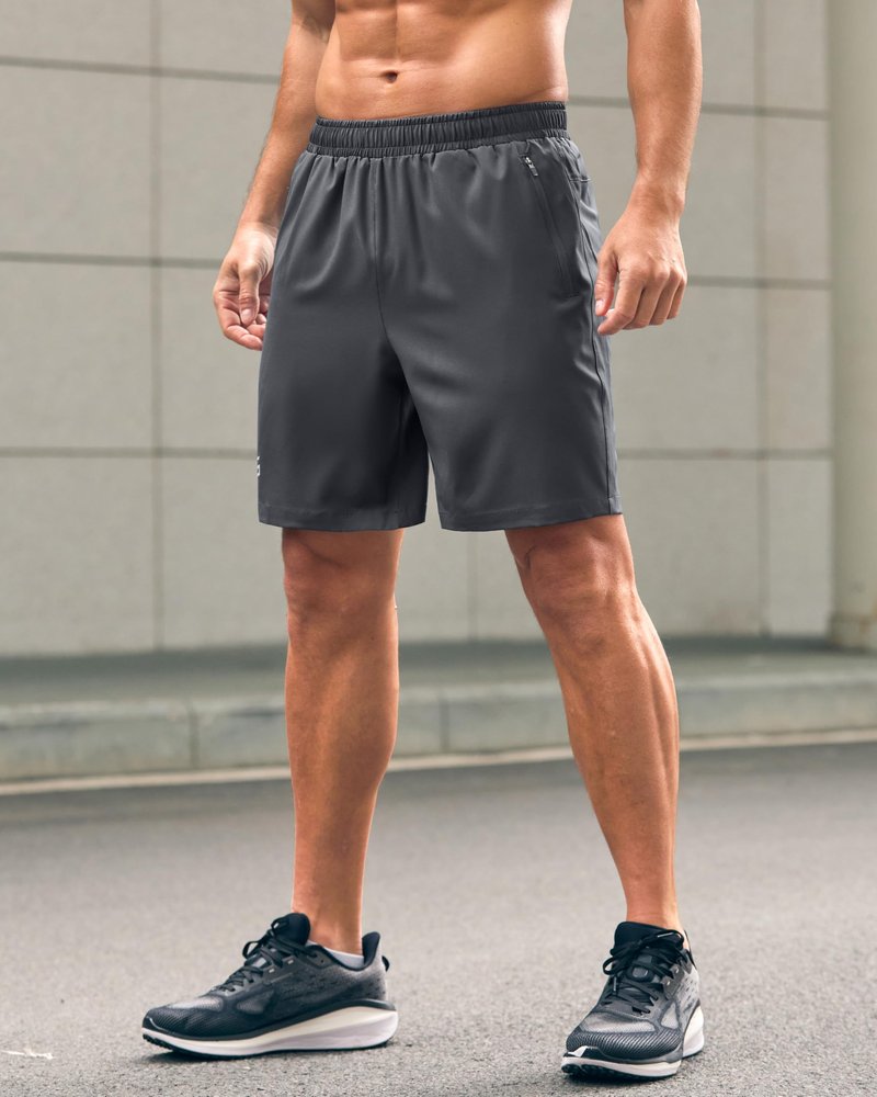 G Gradual Men's Athletic Running Shorts with Zipper Pockets Quick Dry 7"/ 5"/ 9" Workout Gym Shorts for Basketball Hiking(Dark Grey,7M)