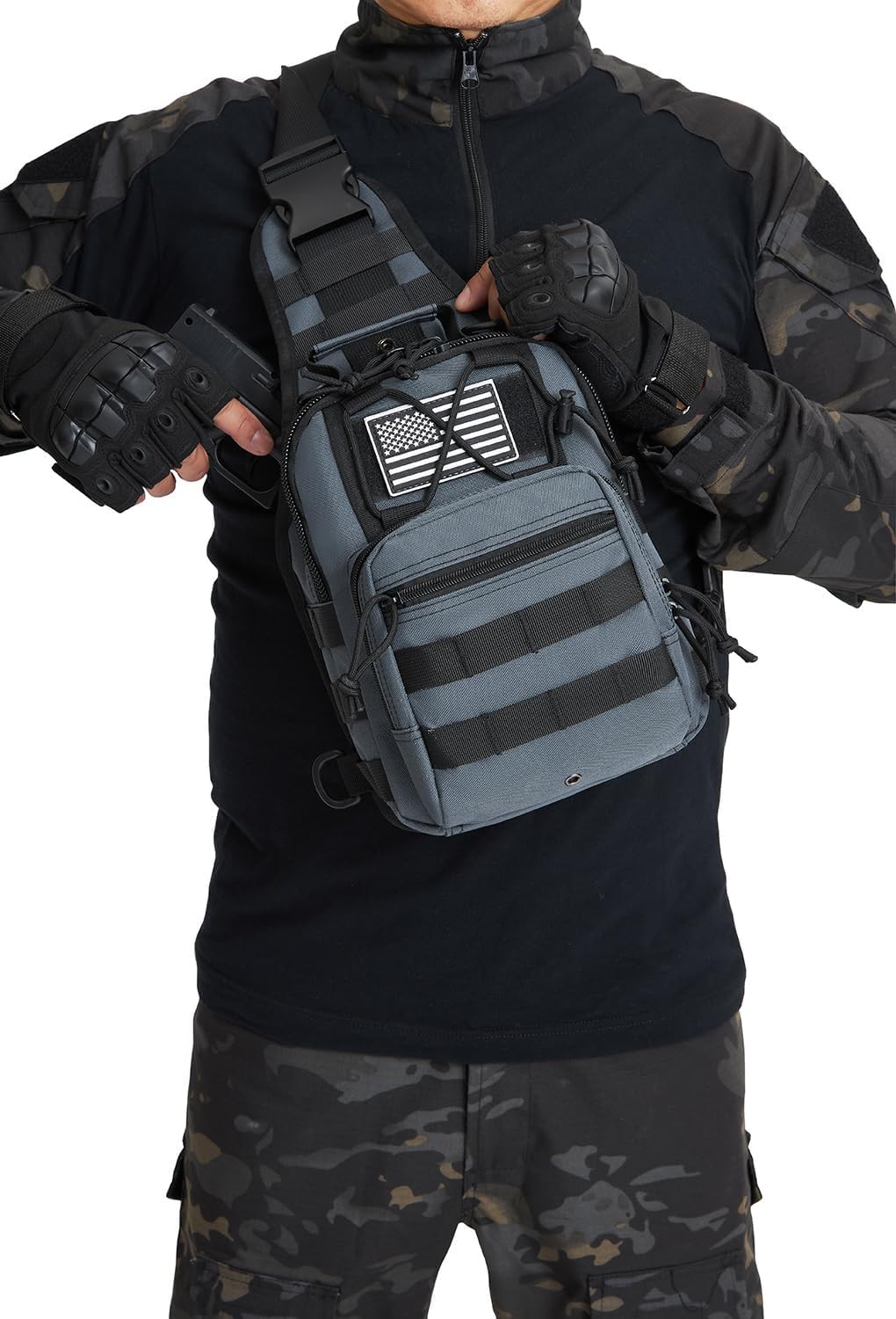 ATBP Small Tactical Holster Sling Backpack Accessories Shoulder Pouch Water Bottle & Radio Holder Crossbody Bag for Men