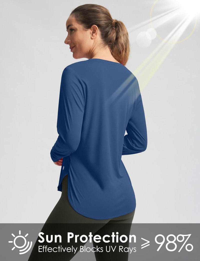 Women's Sun Shirts UPF 50+ Long Sleeve UV Protection Shirt Lightweight Quick Dry Workout Hiking Tops for Women(Dark Blue,M)