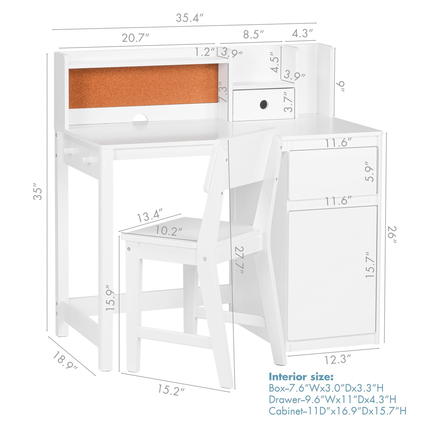 UTEX Kids Desk and Chair Set, Kids Study Desk with Hutch for 5-12 Years Old, Children Wooden Study Table, Student Writing Table Computer Workstation