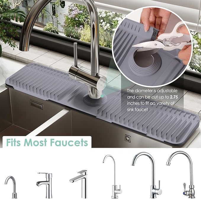 24 Inch Silicone Faucet Mat for Kitchen Sink Splash Guard