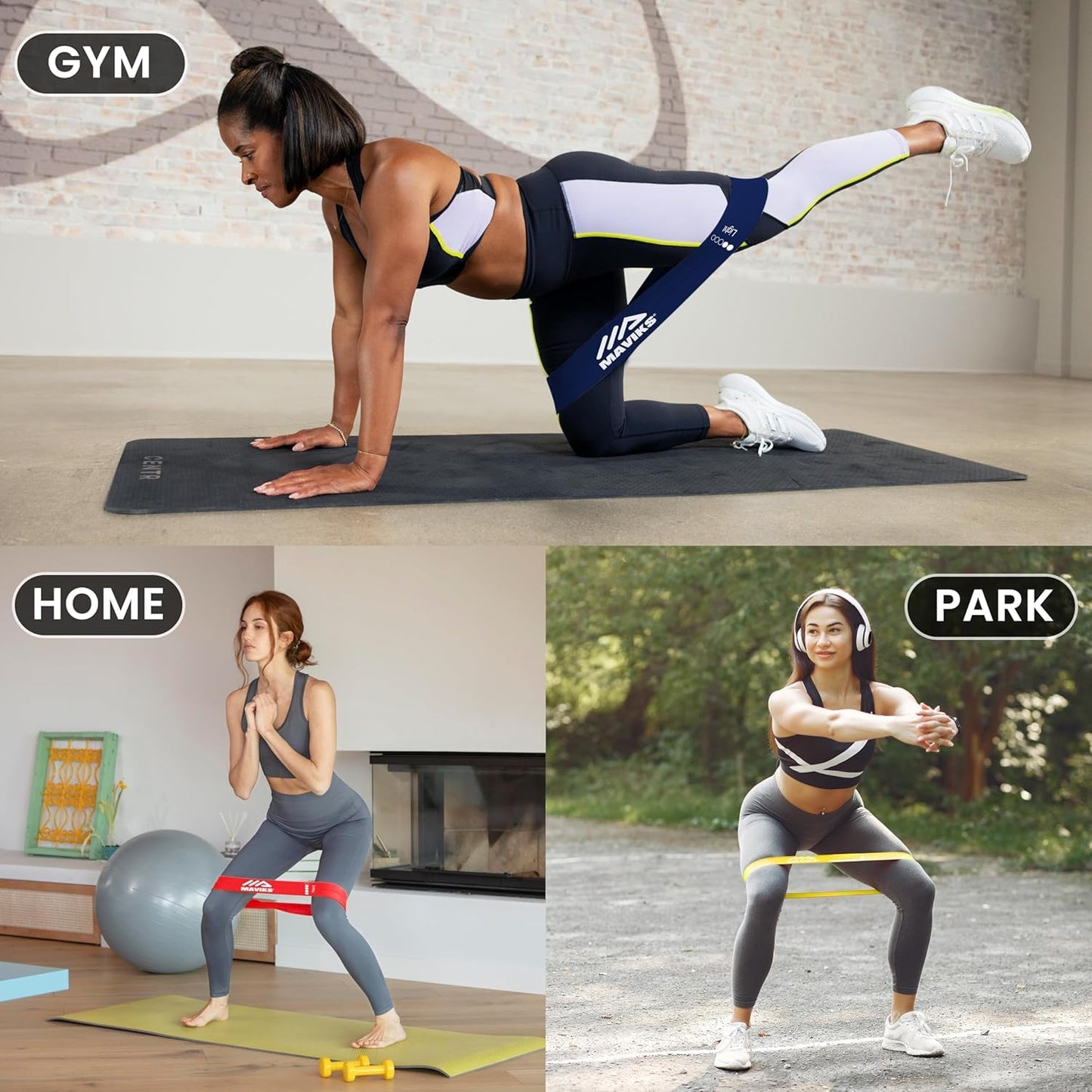 MAVIKS Exercise Resistance Bands for Working Out Set of 5 for Women and Men, Stretch Bands for Exercise, Physical Therapy, Arms Legs Workout, Stretching, Home Fitness