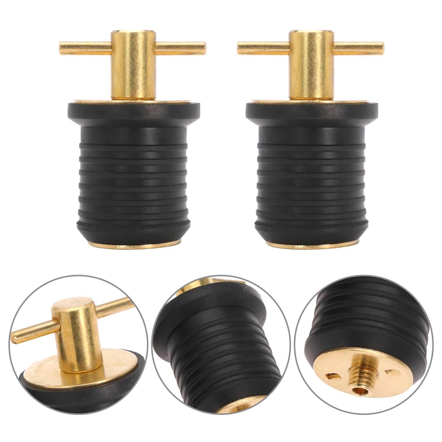 Ciweisah T-Handle Boat Plug Brass/Stainless Steel Boat Drain Plug Snap Handle Plug Rubber Drain Plug for Boat Marine (Brass-1inch)