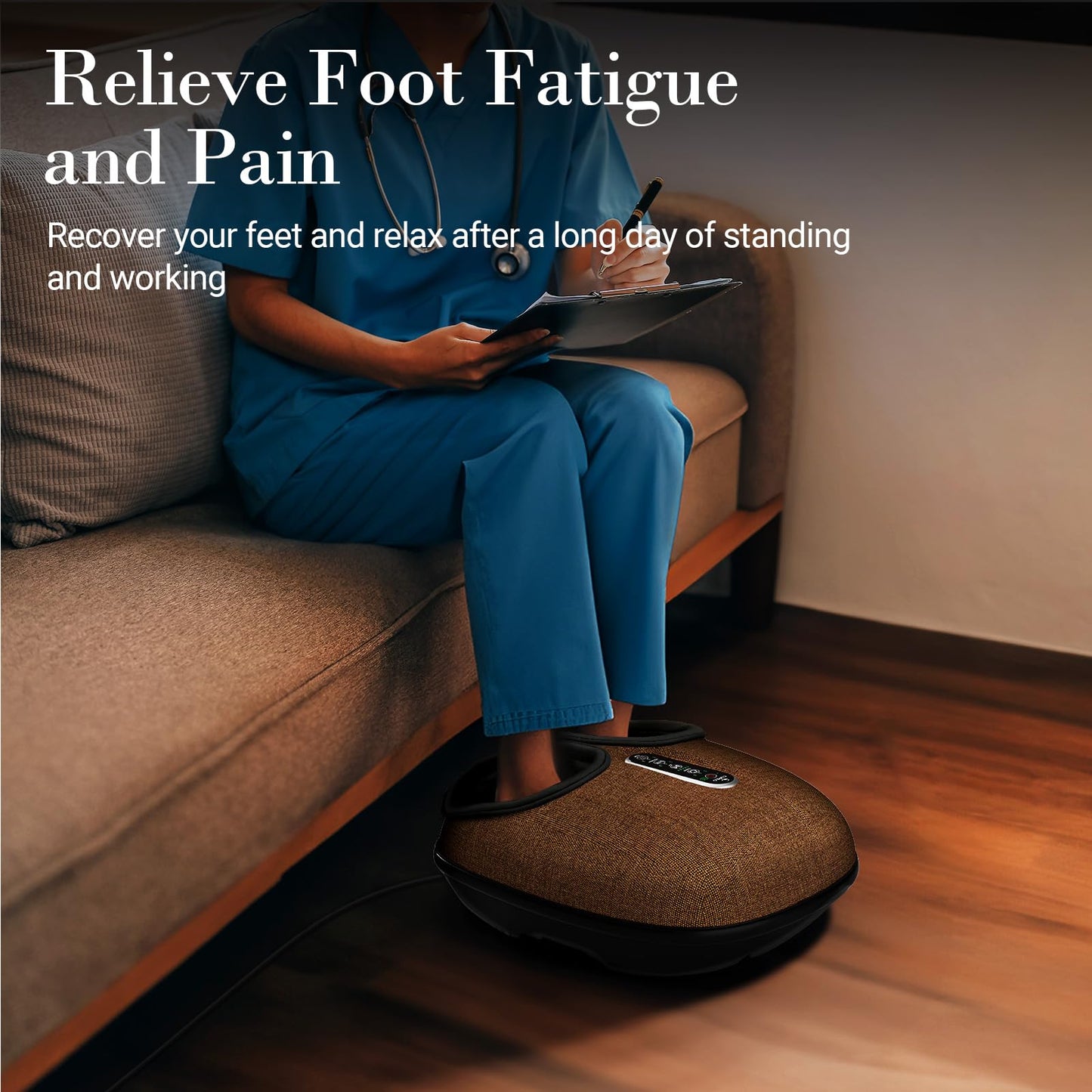 Foot Massager FSA Eligible HSA, Feet Massager with Heat for Plantar Fasciitis Relief, 5 Levels Compression & Vibration Massage for Neuropathy, Christmas Gifts for Women Men, Fits Up to 13"