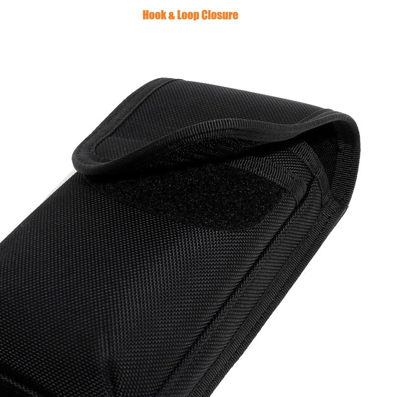 TACNEX Tactical MOLLE Phone Pouch Case Dual Mobile Holder Holster fit Belt Vest Hevay Duty Nylon Carrier Bag for Police LE Security EMS EMT Construction Range Field Outdoor Black
